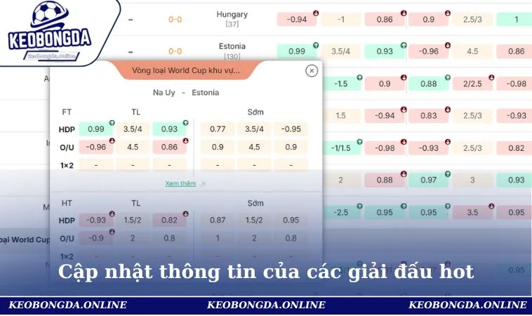 Cập nhật thông tin của các giải đấu hot